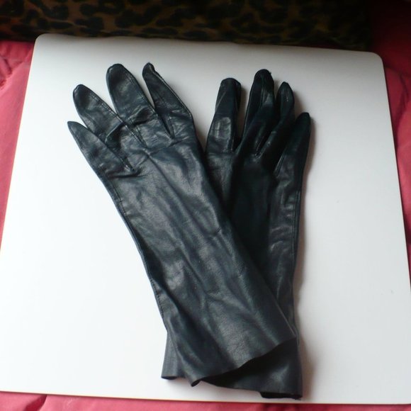 ❤️ Women's Black Leather Driving Gloves 6-6 1/2" - Picture 3 of 4